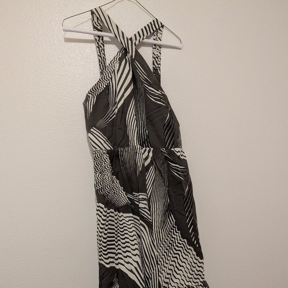Express - Like New - Palm Tropical Print Halter Criss Cross Dress - L